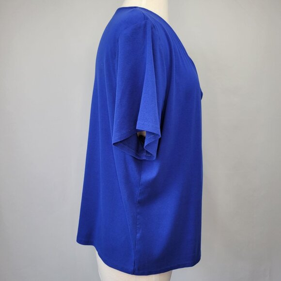 Calvin Klein Knot Front Short Sleeve V-Neck Top Blue Size 2X - Picture 5 of 11